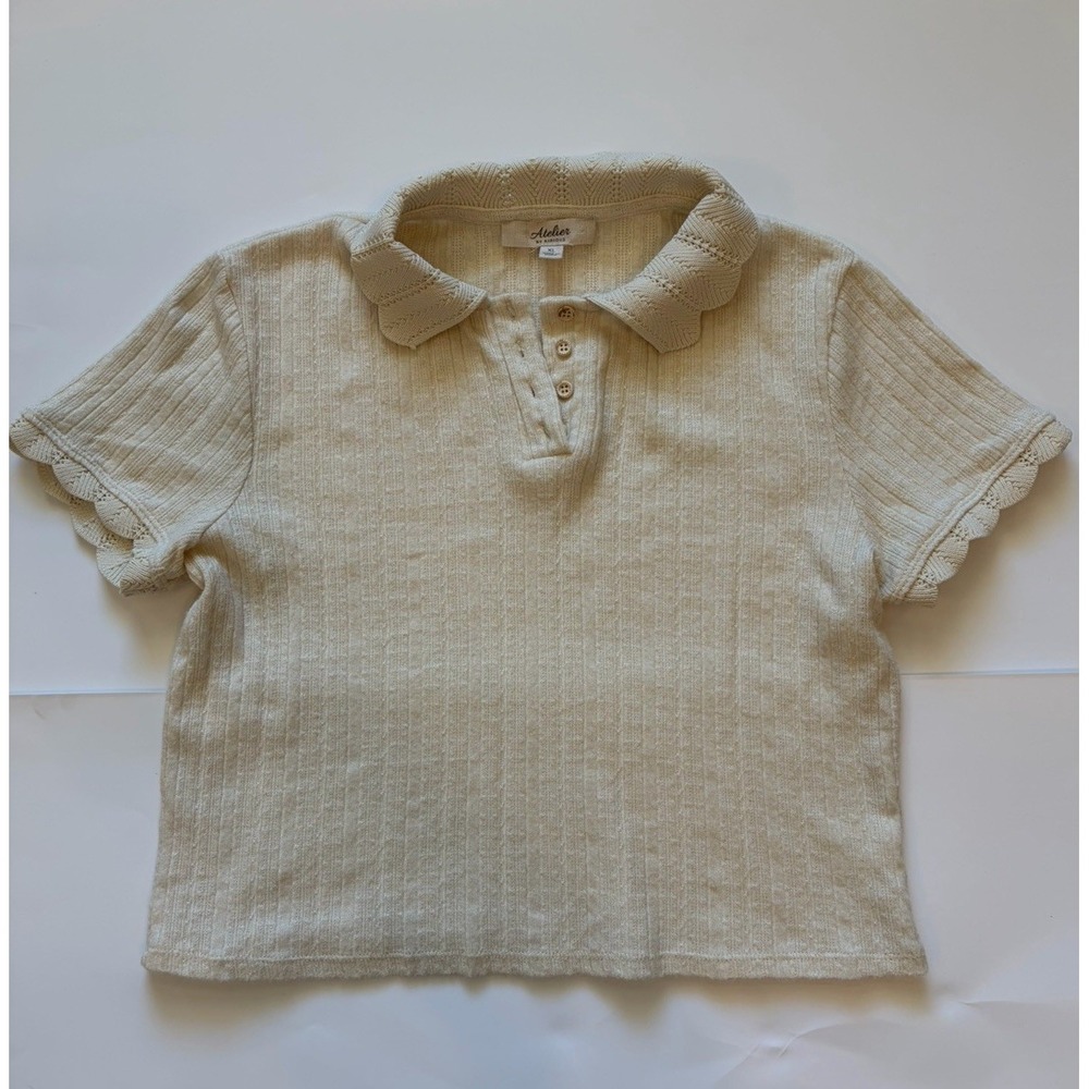 Atelier By Kirious Top Juniors XL Cream Sweater Coquette Cropped Light Academia